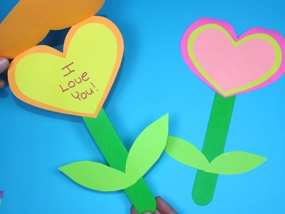 Paper Heart Popsicle Stick Craft | Valentines Day or Mothers Day Craft for Kids