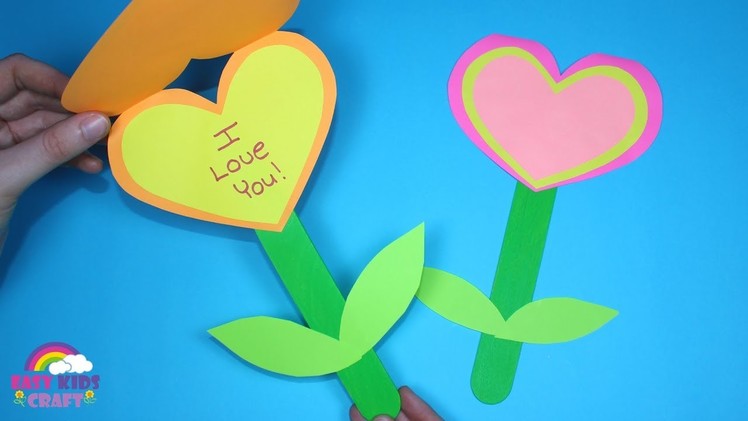 Paper Heart Popsicle Stick Craft | Valentines Day or Mothers Day Craft for Kids