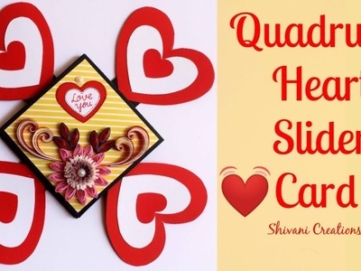 Quadruple Heart Slider Card. DIY Card for Valentine's Day. How to make Anniversary Card