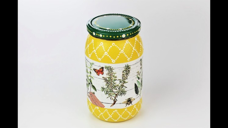 Decoupage jar - Painted jar - Decoupage tutorial step by step - DIY - Do It Yourself