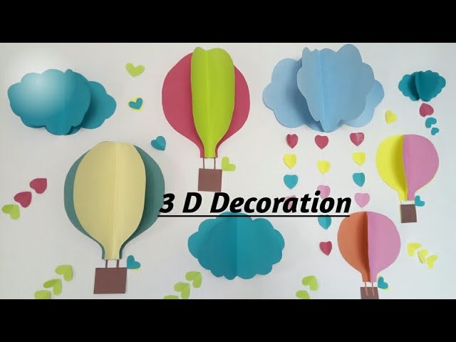 DIY Birthday Party Decoration| Paper Craft n Decoration| Cloud And Parachute Decoration| 3D backdrop