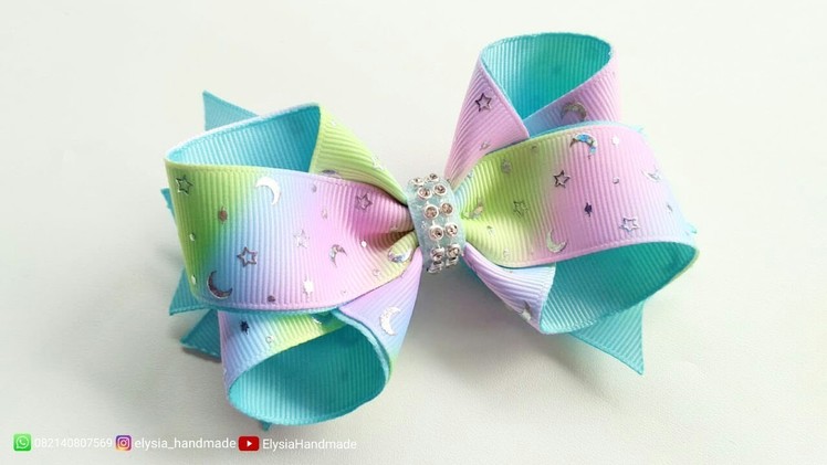 [laços de fita] Mini Bow With Grosgrain Printed Ribbon ???? DIY by Elysia Handmade