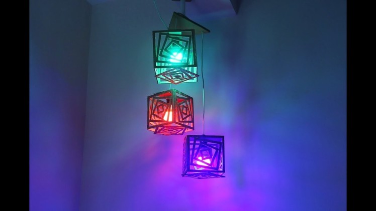 Make Multifaceted Lamp with recycled cardboard | Diy Crafts