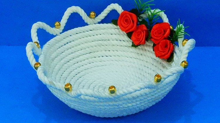 Very Beautiful DIY Basket Using ROPE ! Rope Craft Idea | Fruit Basket Making