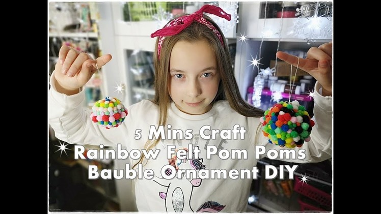 5 Mins Craft Rainbow Felt Pom Poms Bauble Ornament DIY ❀ Emily's Small World ❀