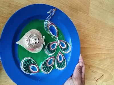 Beautiful Peacock Plate decoration - DIY craft work