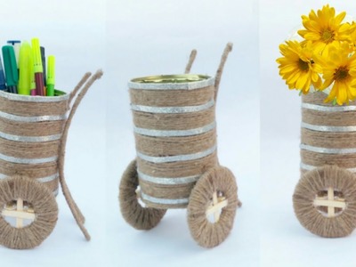 Best out of waste flower vase | flower vase making | jute craft ideas | pen holder | HMA##222