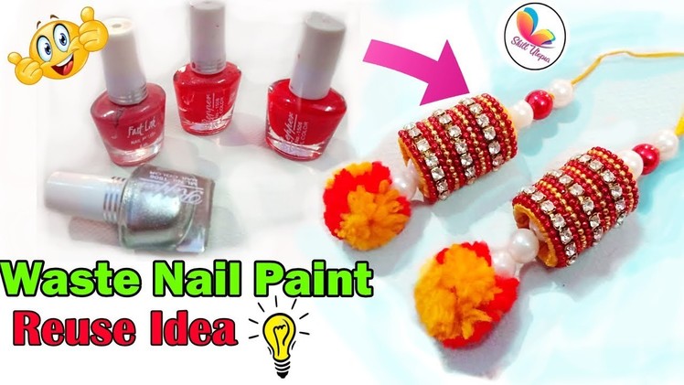 Best Out Of Waste Nail Polish bottle craft idea.Home decor craft. reuse idea.