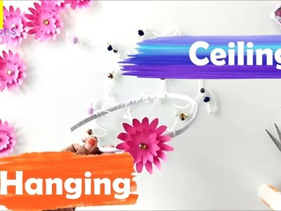 Ceiling hanging with paper | easy diy craft | paper crafts | home decor 2018 |decorations with paper