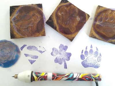Cutart hack : Making Rubber Craft printing Stamps with Hot Melt Glue and stencils