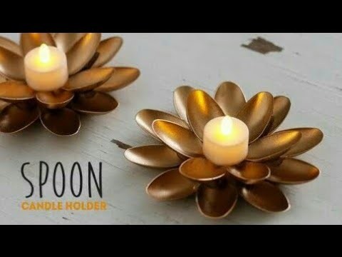 #DIY best recycling craft with plastic spoons DIY candle stand 5 minutes craft