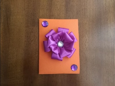 DIY Craft decorative Flower Card out of Satin Ribbon