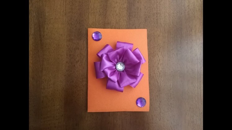 DIY Craft decorative Flower Card out of Satin Ribbon