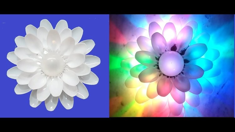 DIY Plastic spoon craft idea.Lotus Flower.Best Out of Waste Ideas.Decorative Plastic Lotus Flower