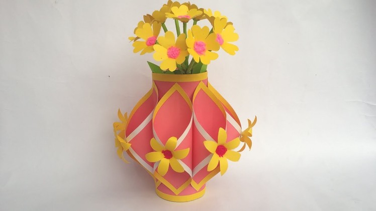DIY : Waste Bottle Craft!! How to Make Beautiful Flower Vase with Waste Material for Home Decoration
