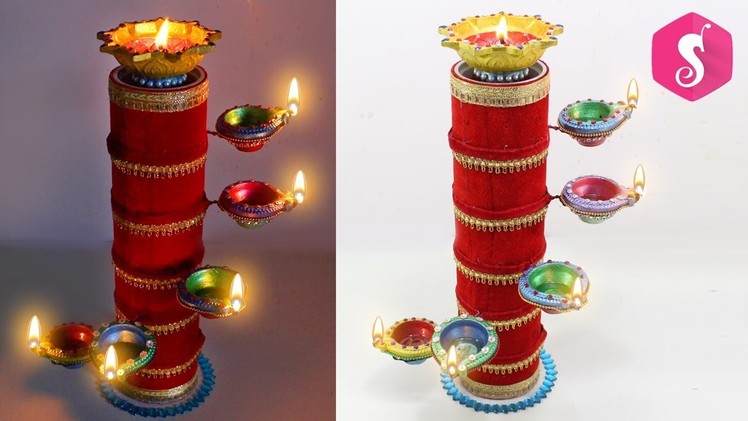 DIYA Stand from Cardboard ROLL | Diwali Craft idea | Sonali's Creations