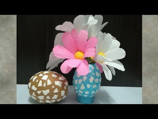 Egg Shell Craft. DIY Egg decoration.Flower Vase From Eggshells