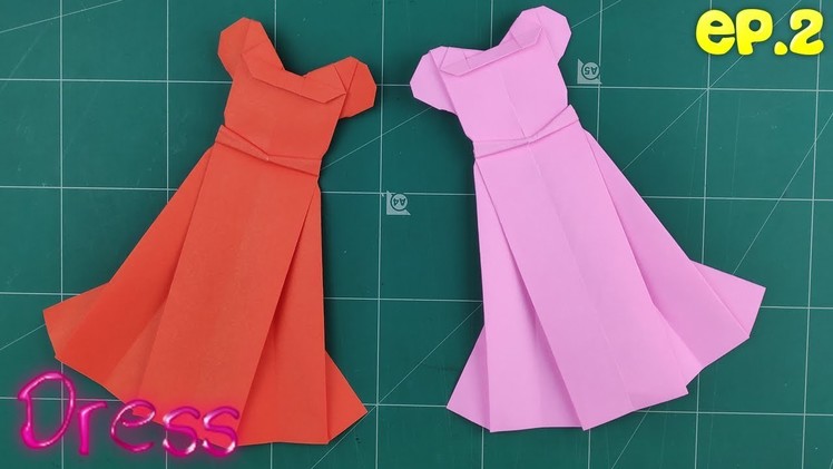 Ep.2- Cute Origami Paper Folding Craft | How to make an origami paper dress Tutorial | DIY Handcraft