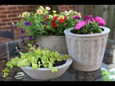 How to make cement flowerpot using towels or clothes  | Cement craft ideas | cement flower pot .