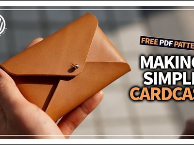 [Leather Craft] Making a simple leather card case. business card case.tutorial. free PDF template