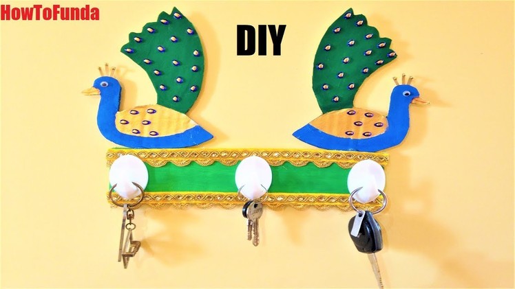 Peacock key holder making craft ideas with cardboard | diy | best out of waste | west mathi best