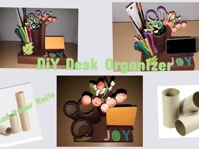Recycled | upcyled Paper Rolls| DiY Desk Organizer | Paper Roll craft | Recycling Idea