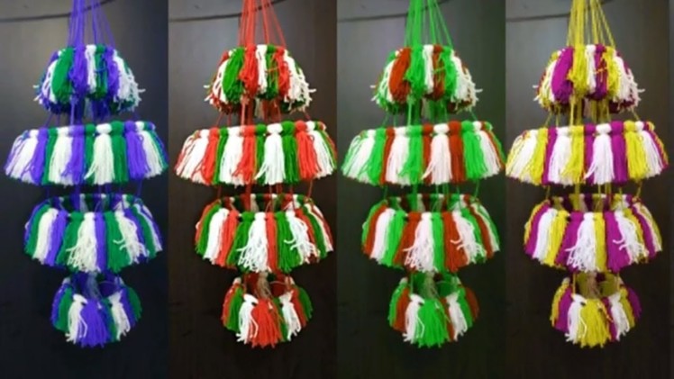 Woolen Craft Idea. Beautiful Wall Hanging.DlY - Woolen Wall Craft.Amazing Craft Pom Pom Woolen