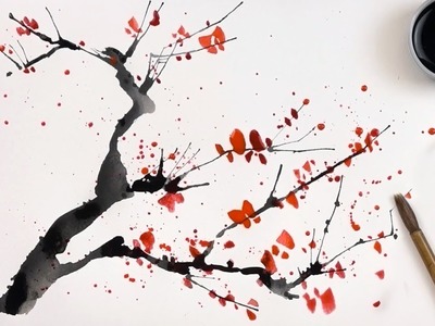 2 Hacks, How to  Paint Cherry Trees Using a Straw and Cotton Swabs Painting Technique for Beginners