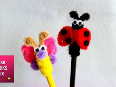 Cute Pipe Cleaner Ladybug and Butterfly Pencil Toppers. Supplies For Back To School.