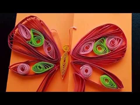 DIY: Quilled butterfly greeting card. paper crafts.cards