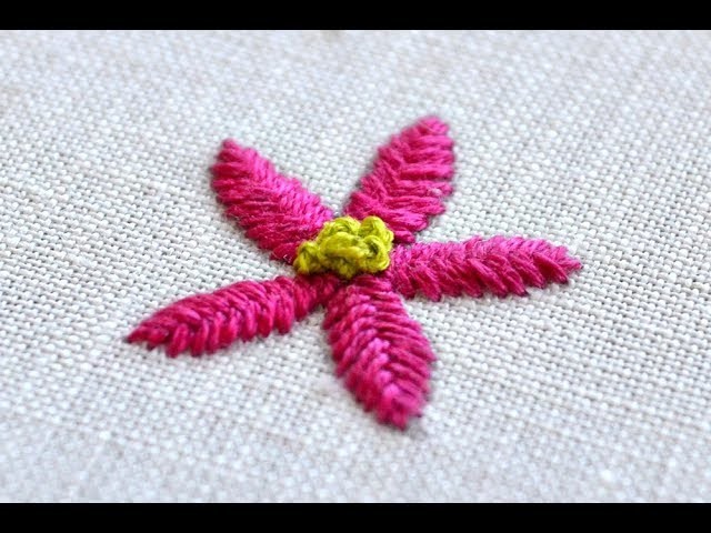 Fishbone stitch flower embroidery tutorial