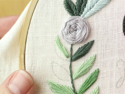 Floral Name Embroidery Hoop - Video 5, Satin Stitch Leaves