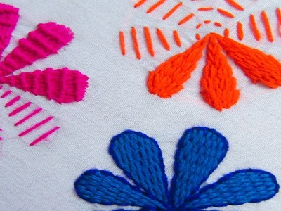 Hand Embroidery, 3 Different Flower Stitch, Same Flower Varieties Stitch