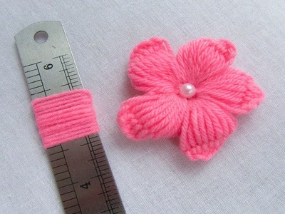 Hand Embroidery Amazing Trick, Easy Flower Embroidery Trick, Woolen Flower Embroidery Trick