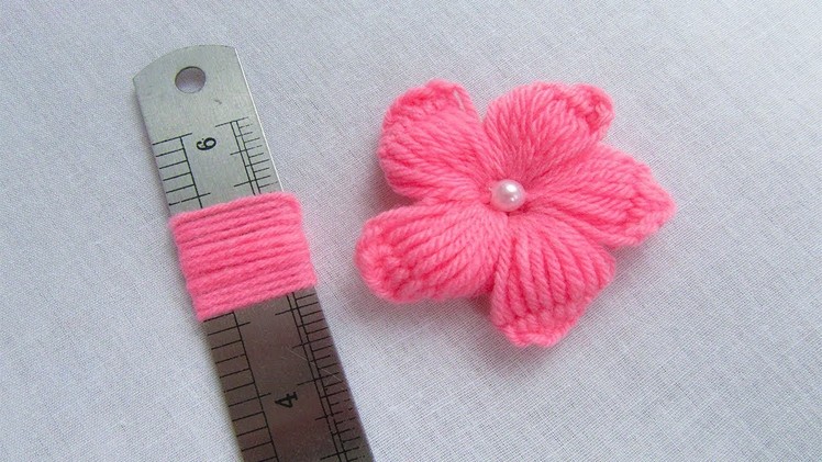 Hand Embroidery Amazing Trick, Easy Flower Embroidery Trick, Woolen Flower Embroidery Trick