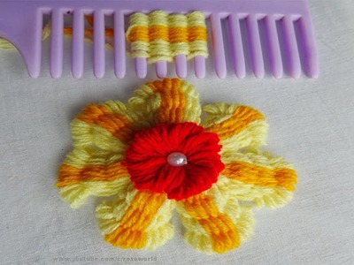 Hand Embroidery Amazing Trick# Easy Flower Embroidery Trick# Sewing Hack with hair comb