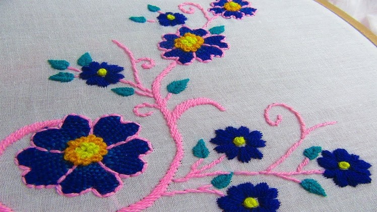 Hand Embroidery, Beautiful Bedshit and Pilow cover design, Flower Embroidery Design