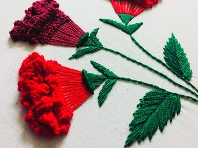 Hand embroidery carnation flower design by nakshi design art