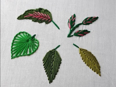 Hand embroidery Five leaf tutorial | Hand stitch Leaf tutorial