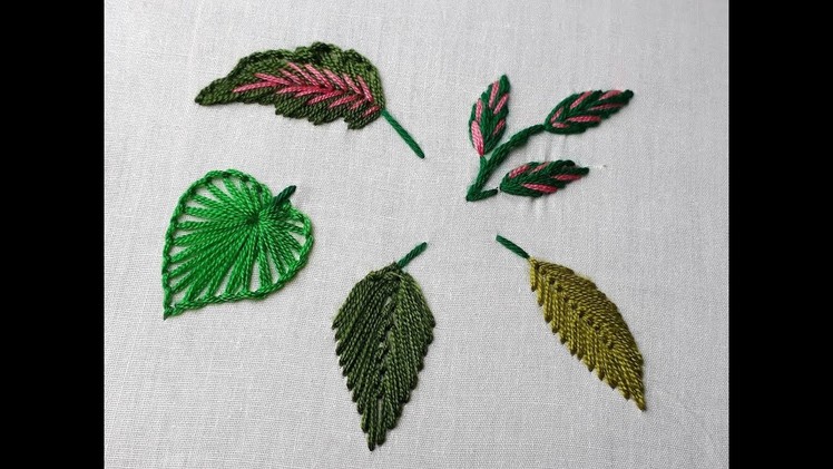 Hand embroidery Five leaf tutorial | Hand stitch Leaf tutorial