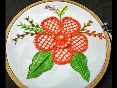 Hand Embroidery - Flower Embroidery | Raised chain Stitch Band | Fantasy Flower Embroidery Designs