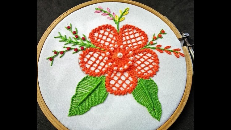 Hand Embroidery - Flower Embroidery | Raised chain Stitch Band | Fantasy Flower Embroidery Designs