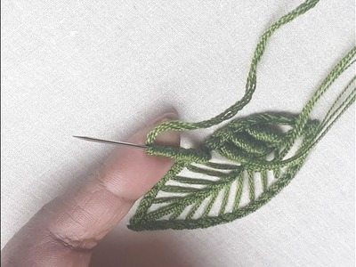 Hand embroidery leaf stitching | Leaf tutorial