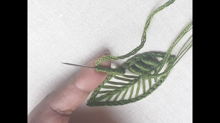Hand embroidery leaf stitching | Leaf tutorial