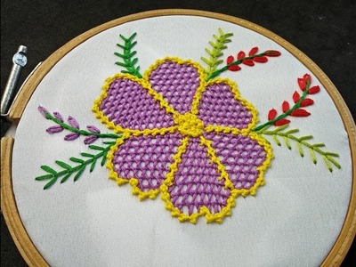 Hand Embroidery - Net Stitch Embroidery | Net Stitch Embroidery Step By Step | Net Stitch Design