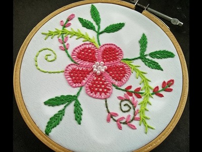 Hand Embroidery | Net Stitch Embroidery | Buttonhole Stitch Flower | Fantasy Flower Stitch