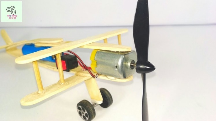 How to Make A Plane With DC Motor - Toy Plane With Popsicle Stick DIY