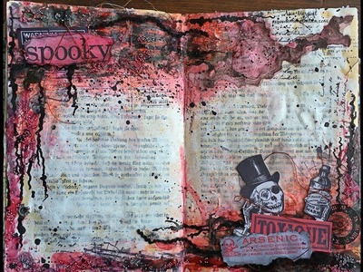 Mixed media Halloween art journal page, step-by-step tutorial