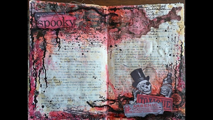 Mixed media Halloween art journal page, step-by-step tutorial