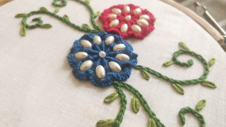Spider Web Flower | Fancy Flower Embroidery (Hand Embroidery Work)